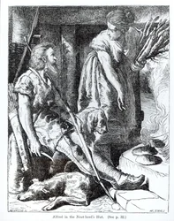 Alfred (849-99) in de Hut van de Koeherder, gegraveerd door Pearson